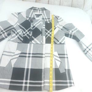 Sandro Sportswear Womens Black Cream Plaid Double Breasted Blazer Jacket…